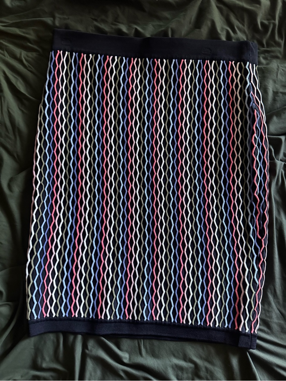Rebel Black Knit Pencil Skirt with Colorful Pattern